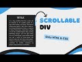 How to Make Any DIV Scrollable | Scrollbar in Div | CSS Tutorial