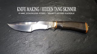 KNIFE MAKING / HIDDEN TANG SKINNER 수제칼 만들기 #61