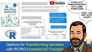 Options for Creating and Transforming Variables with RCPA3's transformC Function, R Data Tutorial