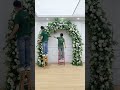 Luxury White Rose Hydrangea Green Leaves Flower Arrangement Wedding Arch Decor #diy #stage #backdrop