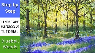 Step by Step Atmospheric Bluebell Woods Watercolour Tutorial