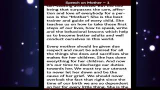 Speech on Mother