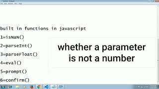 isNaN() function | functions in javascript