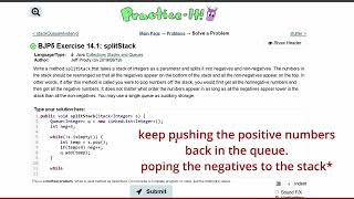 Java Practice It | Exercise 14.1: splitStack | Collections, #stacks and #queues , stacks, queues