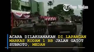 Tank, Panser hingga Meriam Diparadekan pada Acara Pisah-sambut Pangdam 1/BB