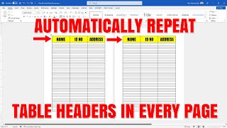 How to Repeat Table Headers Automatically In Every Page on Microsoft Word