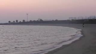 夕焼け　霧島下井海岸より　錦江湾　桜島と噴煙　小島