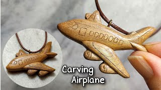 Crafting a Miniature Airplane Pendant | Wood Carving Tutorial ✈️✨