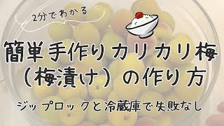 ジップロックと冷蔵庫で失敗知らず　2分でわかる簡単手作りカリカリ梅（梅漬け）の作り方