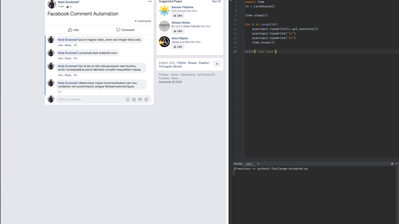 Facebook Auto Comment Generator Youtube