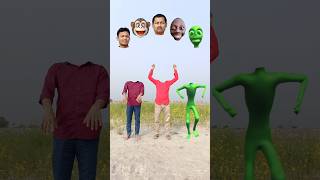 Green 💚 alien vs cute brother \u0026 me correct head matching with Dame Tu Cosita Song #funny #vfx