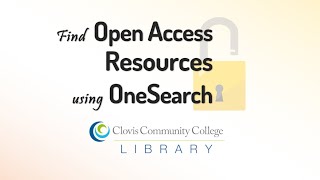 Search for Open Access Resources with OneSearch
