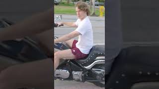 Danny Duncan crashes a Harley doing a burnout