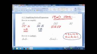 11.2 Simplifying Radical Expressions Part 1.wmv