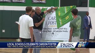 Sycamore HS, Montgomery Elementary celebrate Olympic swimmer Carson Foster