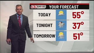 Increasing clouds and warmer Tuesday