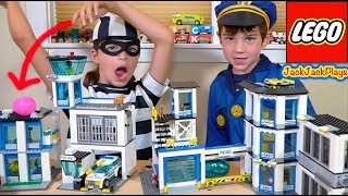 Cops & Robbers Pretend Play! Lego City Police Stations and Toys for Toddlers | JackJackPlays