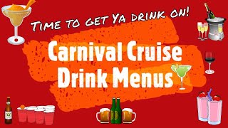 Cool Carnival Cruise Bar Drink Menus with Prices