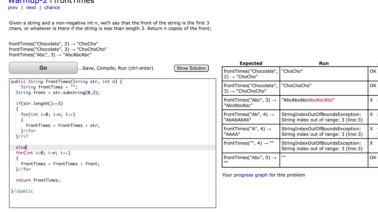 Java: CodingBat– Warmup-2– FrontTimes - YouTube