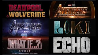 MCU Title Cards from Trailers (Phase 1-5 2008-2024) including Deadpool 3