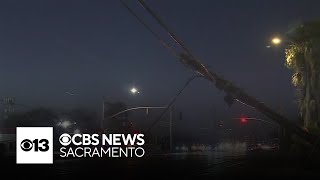 Power lines down over roadway in South Sacramento