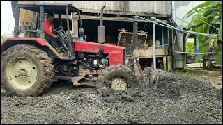 MTZ 1025.2 turbo, 107hp, front blade, engine sound , powerful engine,