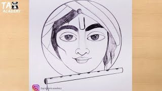How to draw lord Krishna face with bansuri pencilsketches@TaposhiartsAcademy