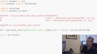 Pandas with Python 2.7 Part 3 - Reading from and saving to CSV