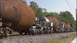 Bottle train on the CL\u0026W at Lester and fly over of closed Republic Steel Mill