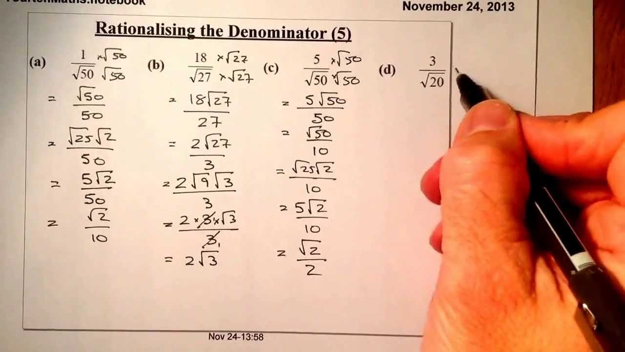 SURDS Rationalising The Denominator National 5 - YouTube