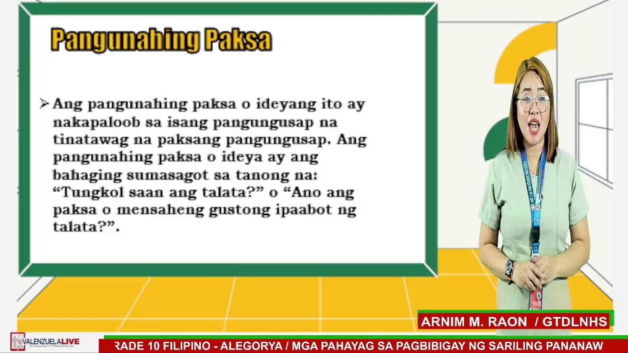 GRADE 10 FILIPINO QUARTER 1 WEEK 3 ALEGORYA MGA PAHAYAG SA PAGBIBIGAY ...