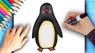 🖤 How to draw a CUTE PENGUIN
