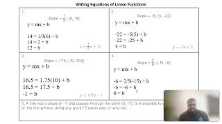 Writing Equations from Linear Functions