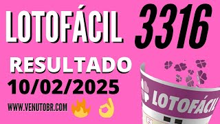 🍀 Resultado Lotofácil 3316, Resultado da lotofacil de hoje concurso 10/02