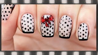 Маникюр дотсом в горошек. Реверсивный стемпинг Бантик |  Bow Nails. Dotting Nail Art