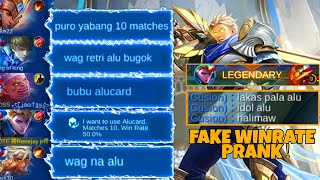 ALUCARD FAKE WINRATE PRANK! | MY TEAM SHOCKED!! WTF AUTO 1 HIT LESLEY | MLBB