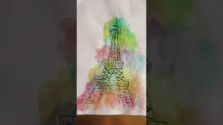 Eiffel Tower drawing with water colour / Easy / step by step