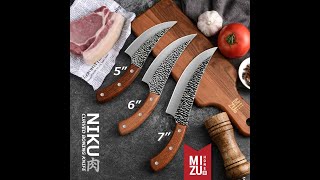 MIZU NIKU Curved Boning Knife Stainless Steel Pisau Daging Tulang Piso Masak Dapur Stenlis