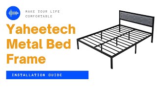 Yaheetech Metal Bed Frame w/ Button-Tufted Upholstered Headboard Installation Guide #bedframe