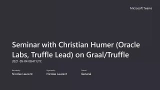 Seminar: Dynamic Metacompilation with Truffle, with Christian Humer (Oracle Labs)