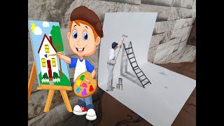 3D MERDİVEN YAPALIM-How to Draw a 3D Ladder