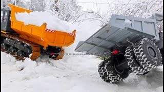 TRUCK RESCUE! COOL RC ACTION IN THE SNOW! STRONG RC MACHINES SAVE THE DUMP TRUCK! FANTASTIC RC TOYS