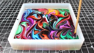 DIY Epoxy Coaster / Colorful Swirls / Resin Art
