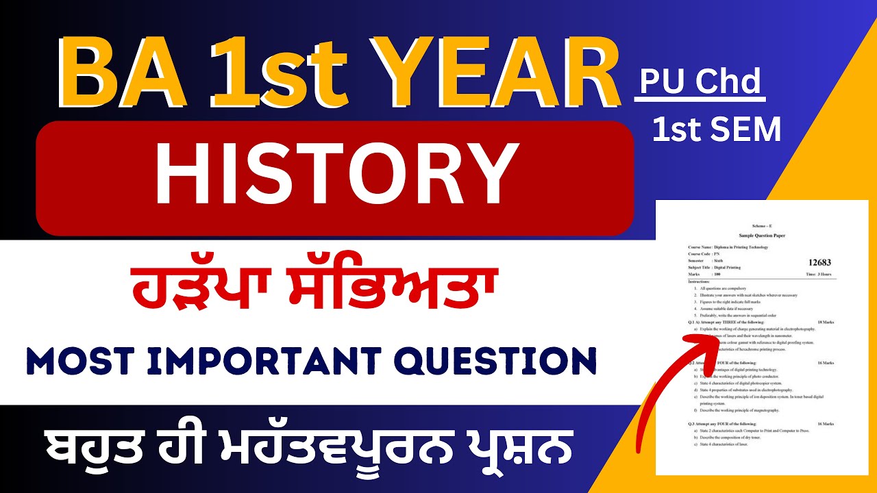 BA 1st Year History PU Important Question 2023 | BA 1st Year Paper ...