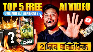 সেরা 5 টি FREE UNLIMITED AI Video Generator | ai video kaise banaye free |  Text to Video Ai 2026