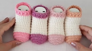 Tığ İşi Bebek Patik Çorap Yapılışı / Very Easy Crochet Baby Socks