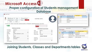 How to configure Students Management Database with classes and departments relationships | Tables