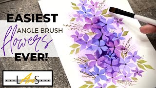 Easy Watercolor Flowers! How to paint with an Angle Brush! Beginner Watercolor! Watercolor Flowers!