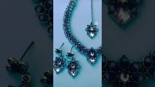 Oxidised silver plated blue stone Necklace set #newdesign #trendy #jewellery #grow #viralvideos