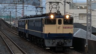 【EF65-2084 OM出場無動回送】国鉄EF65形2091号機＋ムド国鉄EF65形2000番台2084号機（赤プレート・国鉄色）が西浦和駅を通過するシーン（単8282レ）2021.3.4